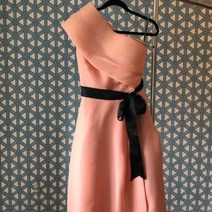 Monique Lhuillier Pink Tea Length Dress